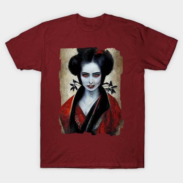 Vampire Geisha Portrait T-Shirt by TMBTM